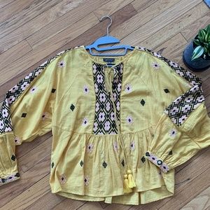 TOPSHOP BOHO cotton peasant blouse, Yellow, SZ 12